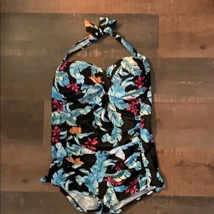 Tropical Pattern Plus Size Swimsuit